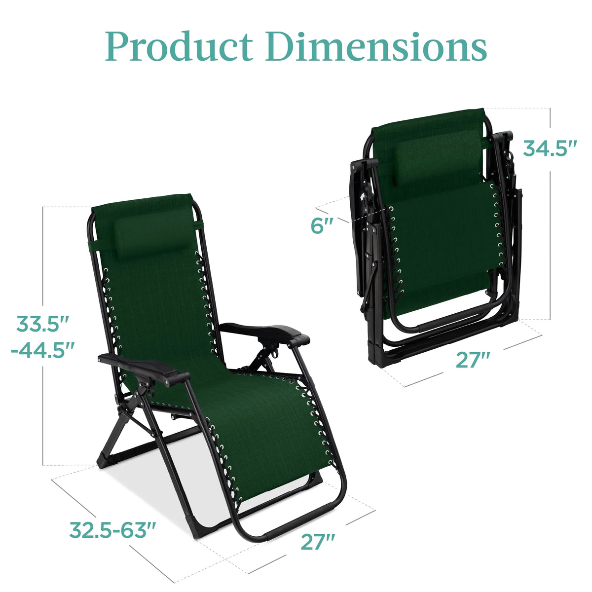 Best Choice Products Oversized Zero Gravity Folding Recliner With Removable Cushion And Side Tray - Fossil Gray