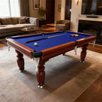Classic Slate Pool Table With Cue And Ball Set, 8 Ft, Walnut Wood Frame