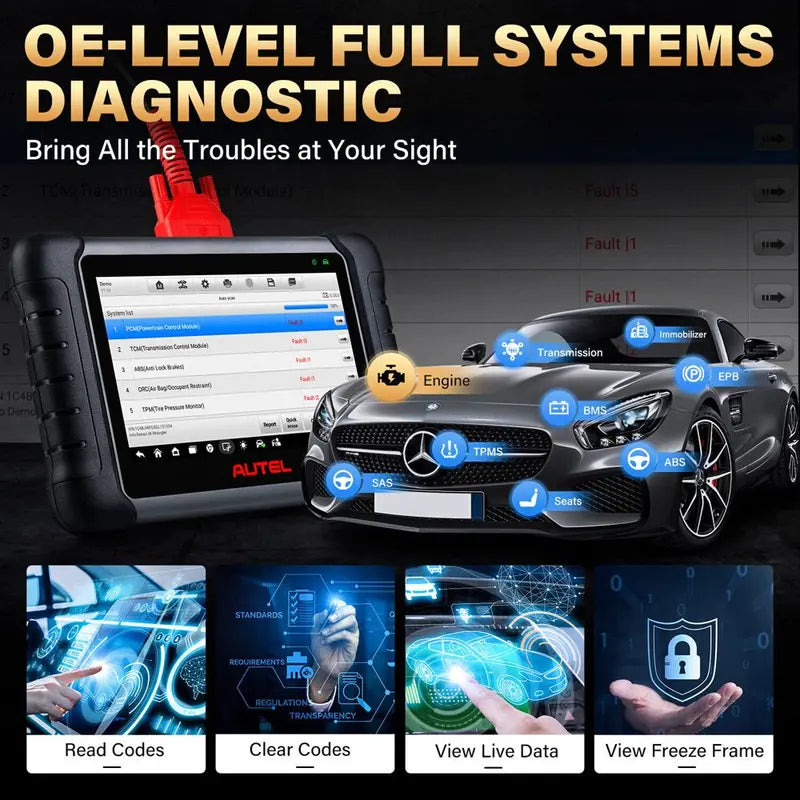 Autel MaxiCOM MK808S Car Diagnostic Scan Tool, 7in Touchscreen