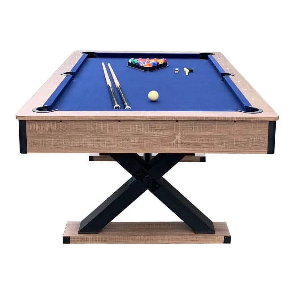 Bluewave Pool Table 7-Ft, Driftwood Melamine, Dark Blue Wool Felt - Excalibur