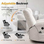 Korser Swivel Rocker Recliner Chair With Massage, Heating, USB Charging And Storage