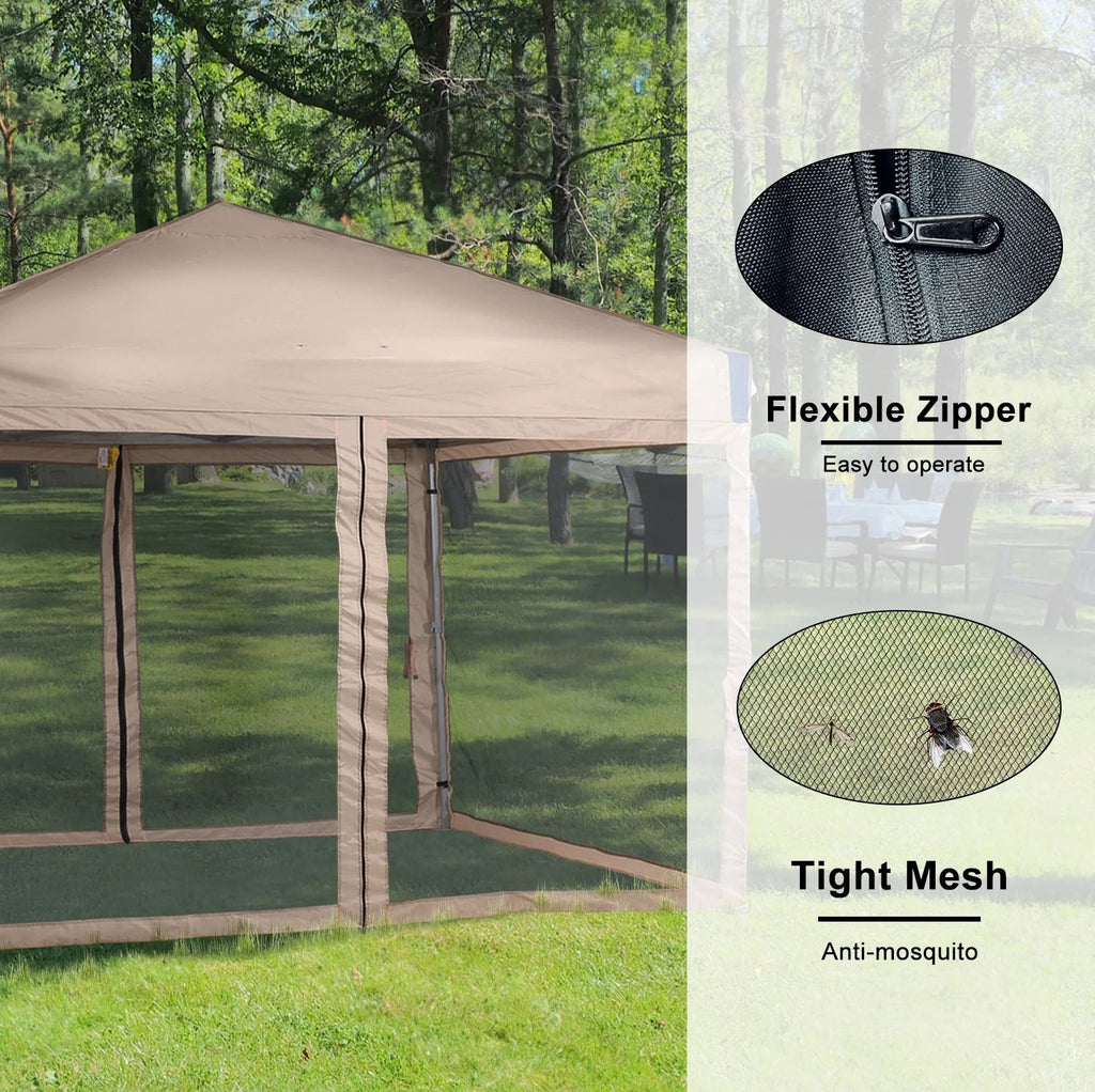Aoodor Pop Up Canopy 12'x12' With Removable Mesh Sidewalls - Black