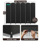 6-Panel Room Divider Privacy Screen With Hand-Woven Mesh Panels - 6 Ft Tall