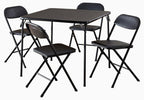 Cosco 5-Piece Folding Card Table Set, Black - Vinyl Seats - 37523BLK1W