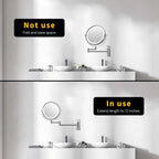 8 Inch Round Wall-Mounted Makeup Mirror, Rechargeable, 1X/10X Magnification, 3-Color LED Lights