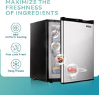 EUHOMY Compact Upright Freezer, 3.0 Cubic Feet, Silver Stainless Steel Door - MF-30-Y