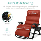 Best Choice Products Oversized Zero Gravity Folding Recliner With Removable Cushion And Side Tray - Fossil Gray