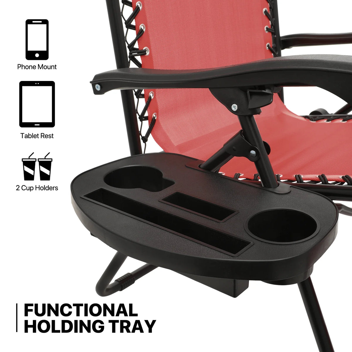 MoNiBloom Zero Gravity Reclining Chairs Set Of 2 With Canopy Shade And Headrest, Black - 330 lbs