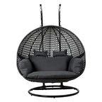 Gardeon Hanging Pod Chair With Stand And Cushion, 2 Seater, Grey