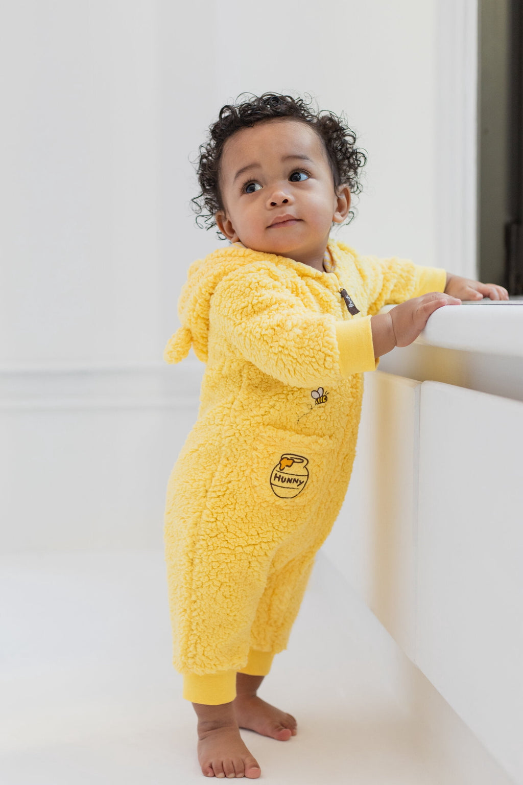 Disney Winnie the Pooh Baby Boy or Girl Cosplay Fleece Hooded Jumpsuit Yellow
