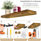 24 Inch Extra Long Floating Wall Shelf Set, 2 Count