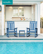 SERWALL Outdoor HDPE Oversized Rocking Chair Set Of 4, Blue, 35in D x 26.9in W x 41.3in H