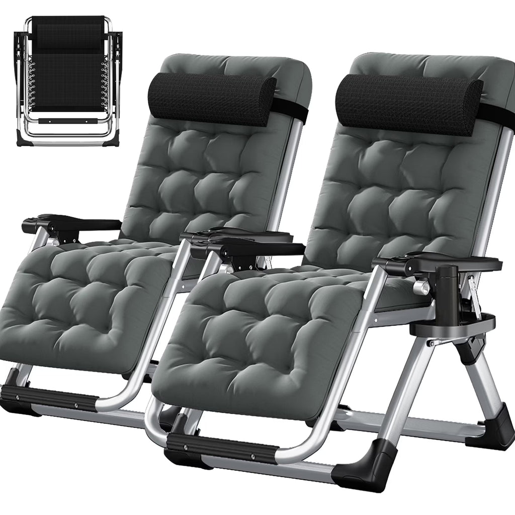 NAIZEA Zero Gravity Lawn Recliner Chairs, 2 Pack, Black