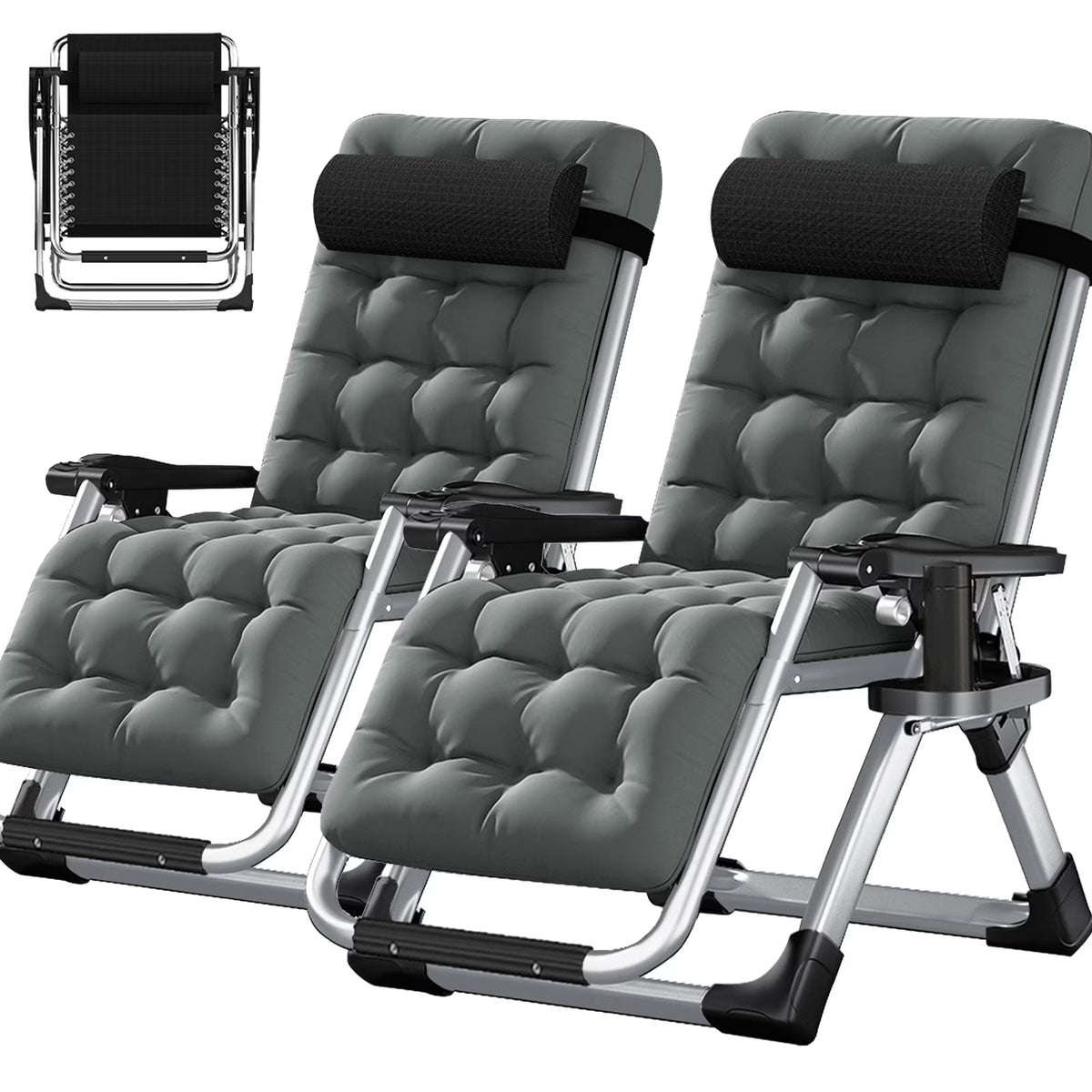 NAIZEA Zero Gravity Lawn Recliner Chairs, 2 Pack, Black