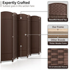 6-Panel Room Divider Privacy Screen With Hand-Woven Mesh Panels - 6 Ft Tall