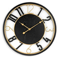 24 Inch Round Wooden Wall Clock With Numeral Design - Battery Operated