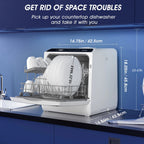 AIRMSEN Portable Countertop Dishwasher With 5L Built-In Water Tank And 5 Washing Programs - AE-TDQR03