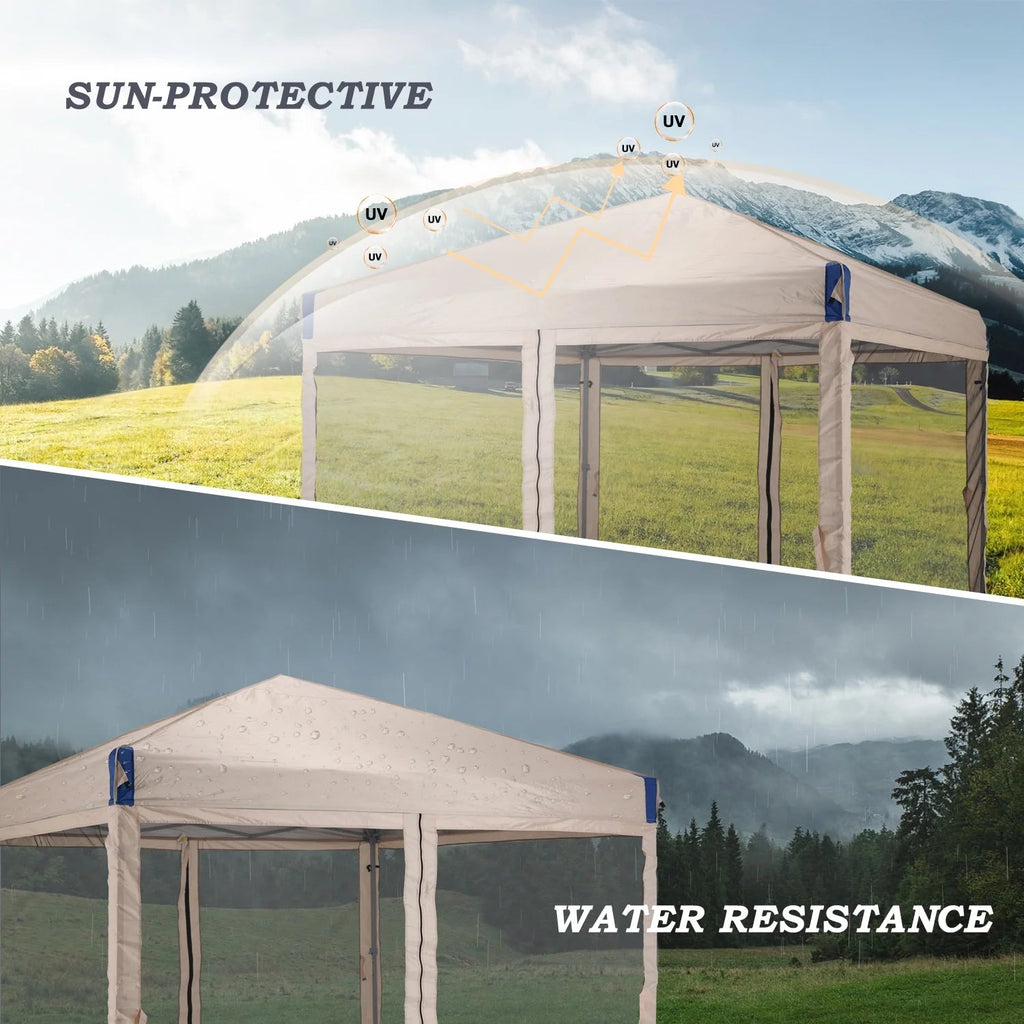 Aoodor Pop Up Canopy 12'x12' With Removable Mesh Sidewalls - Black