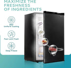 EUHOMY Compact Upright Freezer, 3.0 Cubic Feet, Silver Stainless Steel Door - MF-30-Y