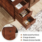 Solid Wood Narrow End Table With 3 Drawers - Fully Assembled