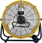 Tornado 24 Inch High Velocity 3-Speed Drum Air Circulator Fan, 7800 CFM, Yellow - HI-FAN-DRUM24-1P
