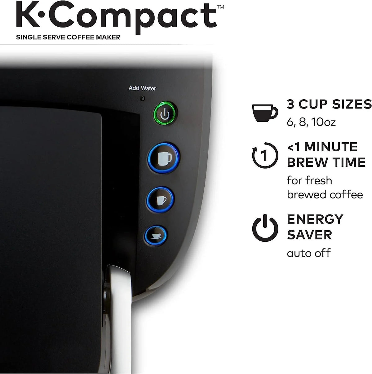 Keurig K-Compact Single-Serve K-Cup Pod Coffee Maker, Black, 36 oz - MAIN-85544