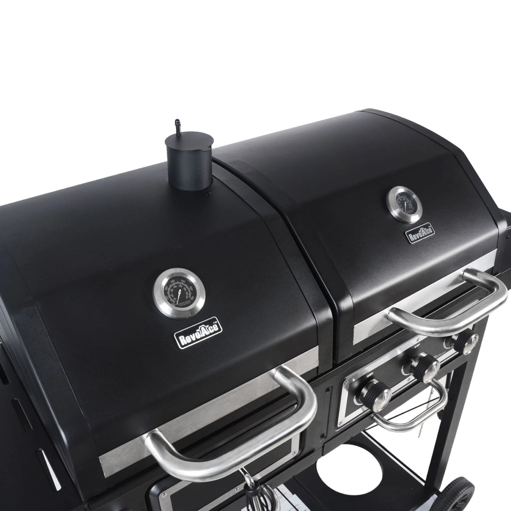 Dual Fuel Gas And Charcoal Combo Grill, Black With Stainless - GBC1793W