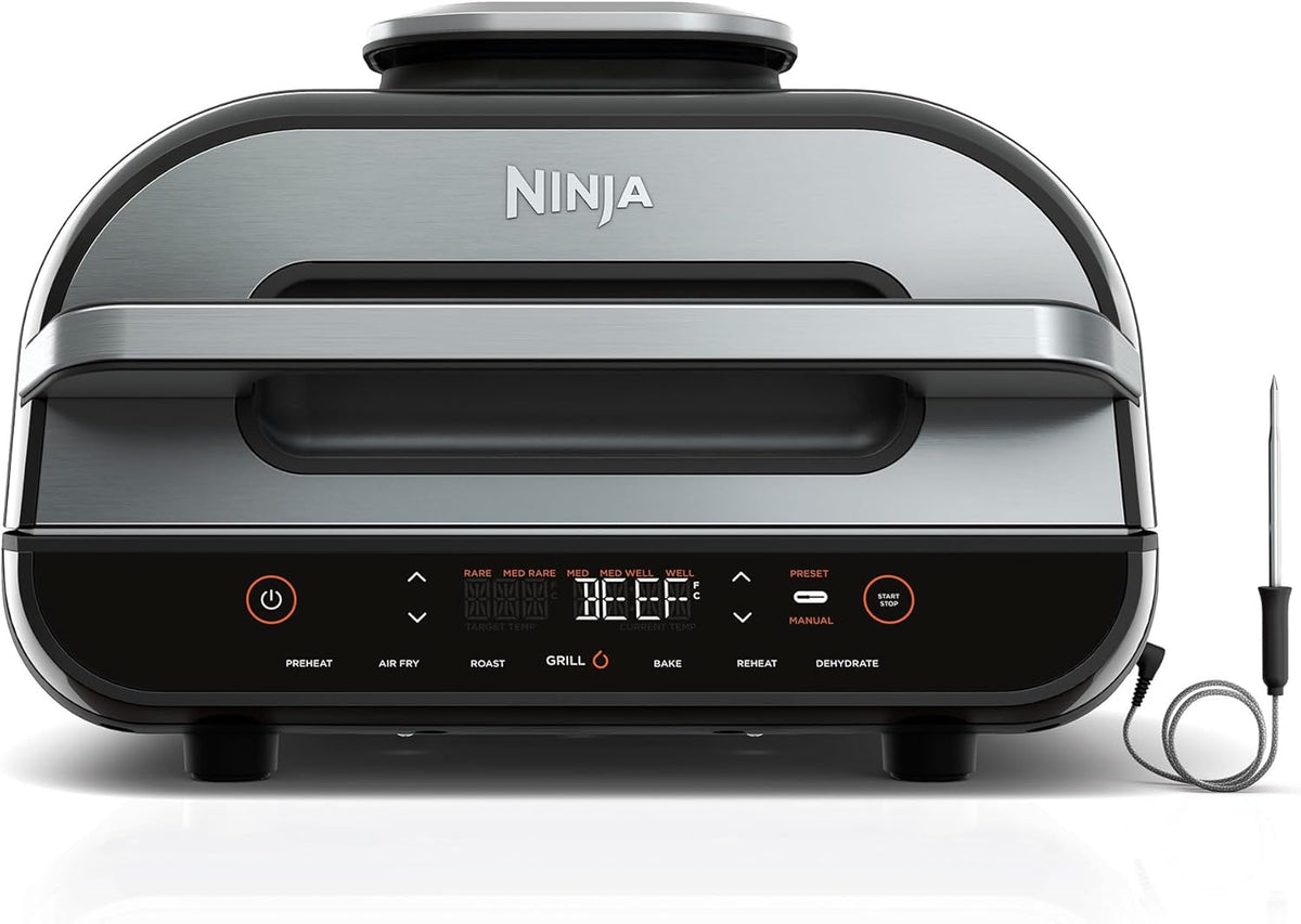 Ninja Foodi Smart XL Grill & Air Fryer, 5.7 Litres, Stainless Steel & Black - AG551ANZ