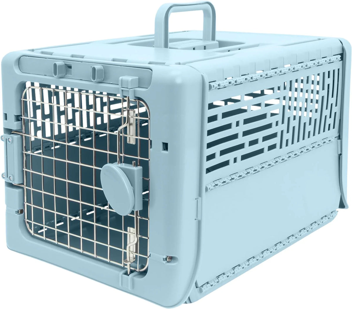 SportPet Designs Plastic Airline Approved Rolling Dog Kennel With Wire Door, XXX-Large, Gray, 48in L x 32in W x 36in H