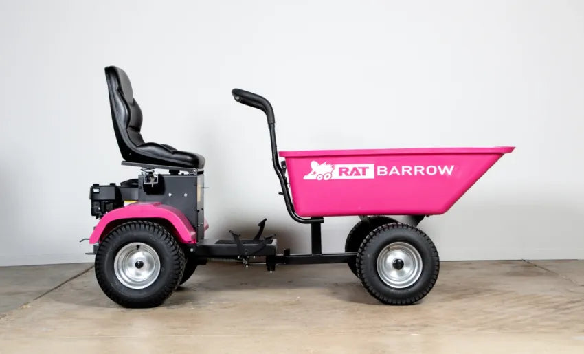 Rat Barrow Ride-On Wheelbarrow, Black, 150 Ltrs, 200kg Capacity, 98cm Wide, 2.3m Long