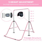 Expandable Gymnastics Bar For Kids, Folding, Height Adjustable 35-51 in, Pink