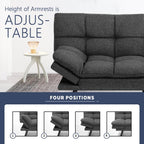 Memory Foam Futon Sofa Bed With Adjustable Armrests And Backrest - Gray