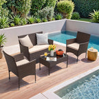4-Piece Patio Rattan Wicker Furniture Set - T-LCRF834M18