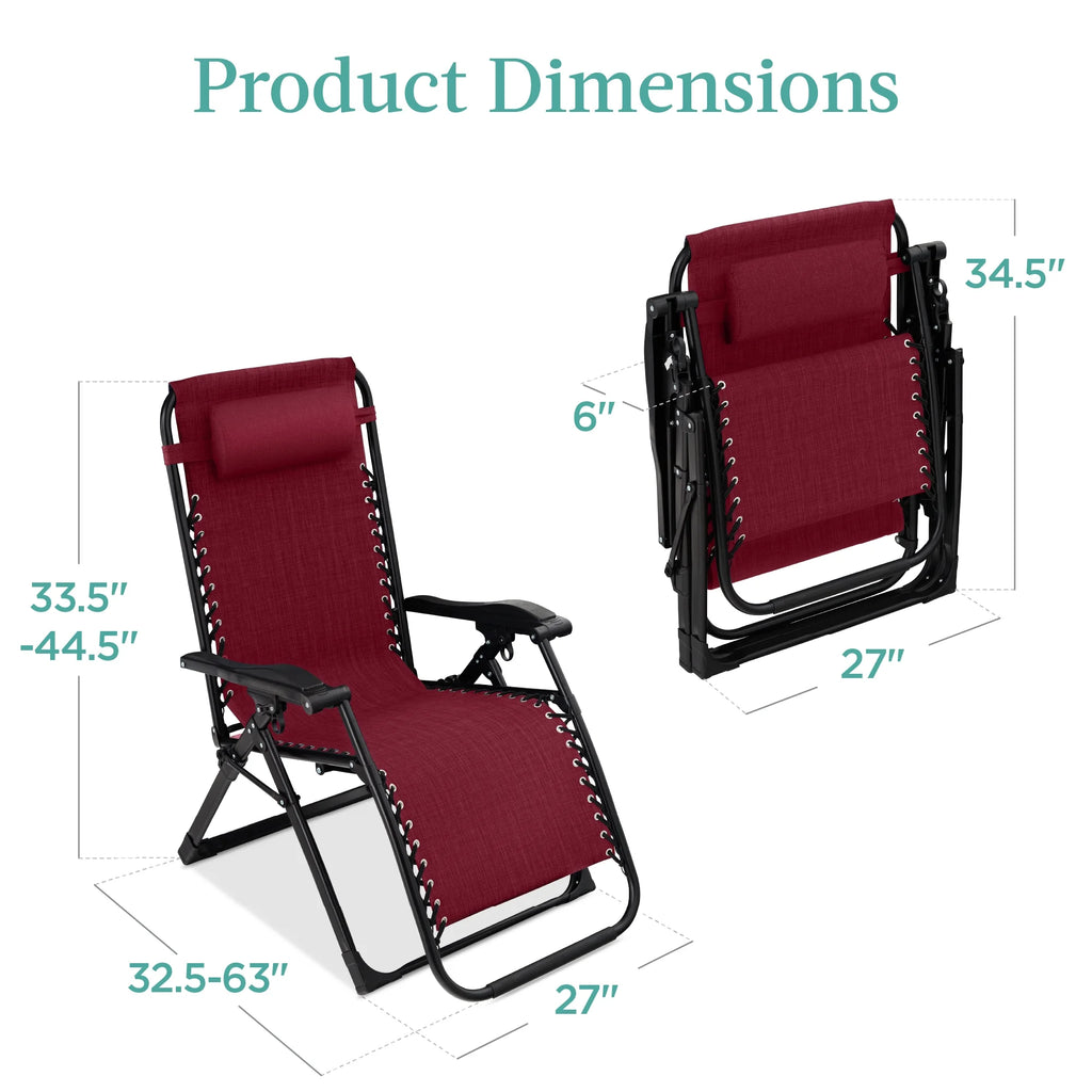 Best Choice Products Oversized Zero Gravity Folding Recliner With Removable Cushion And Side Tray - Fossil Gray
