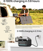 DaranEner Portable Power Station With 80W Solar Panel, 288Wh LiFePO4 Battery, 600W, 1200W Surge