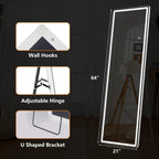 LED Full-Length Floor Mirror With Stand, 64 x 21 Inch