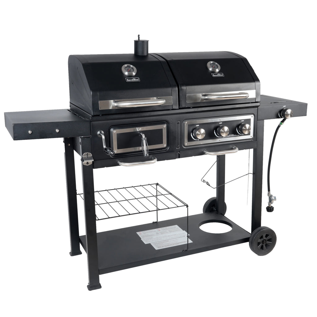 Dual Fuel Gas And Charcoal Combo Grill, Black With Stainless - GBC1793W