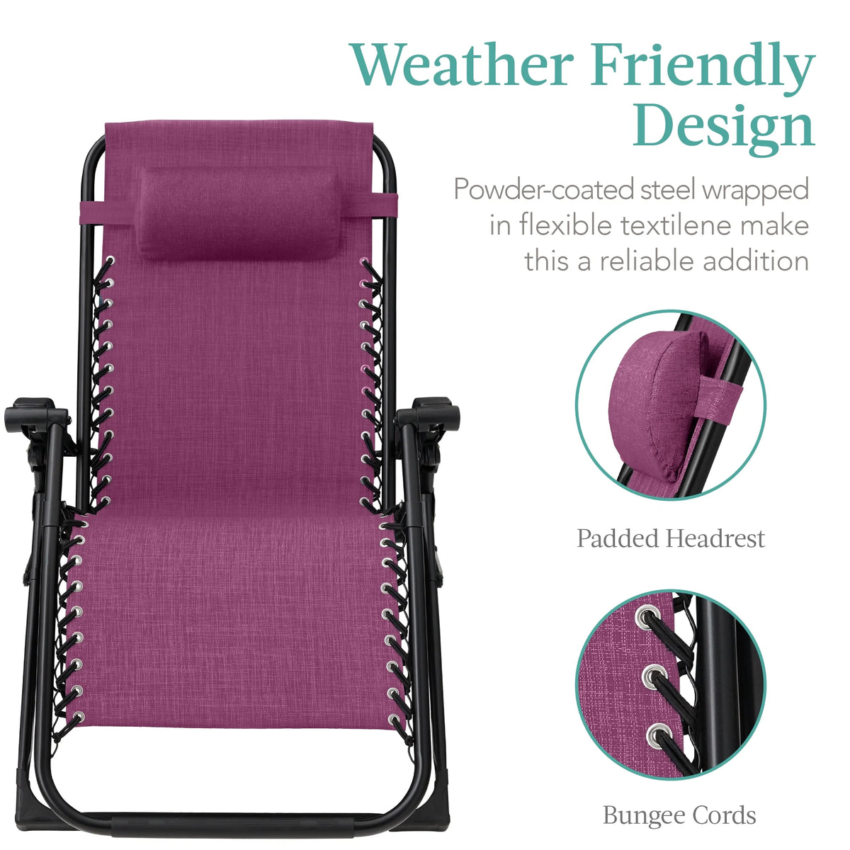 Best Choice Products Oversized Zero Gravity Folding Recliner With Removable Cushion And Side Tray - Fossil Gray