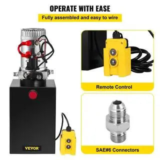 12 Qt 12-Volt 3200 PSI Single-Acting Hydraulic Power Pump With Steel Reservoir