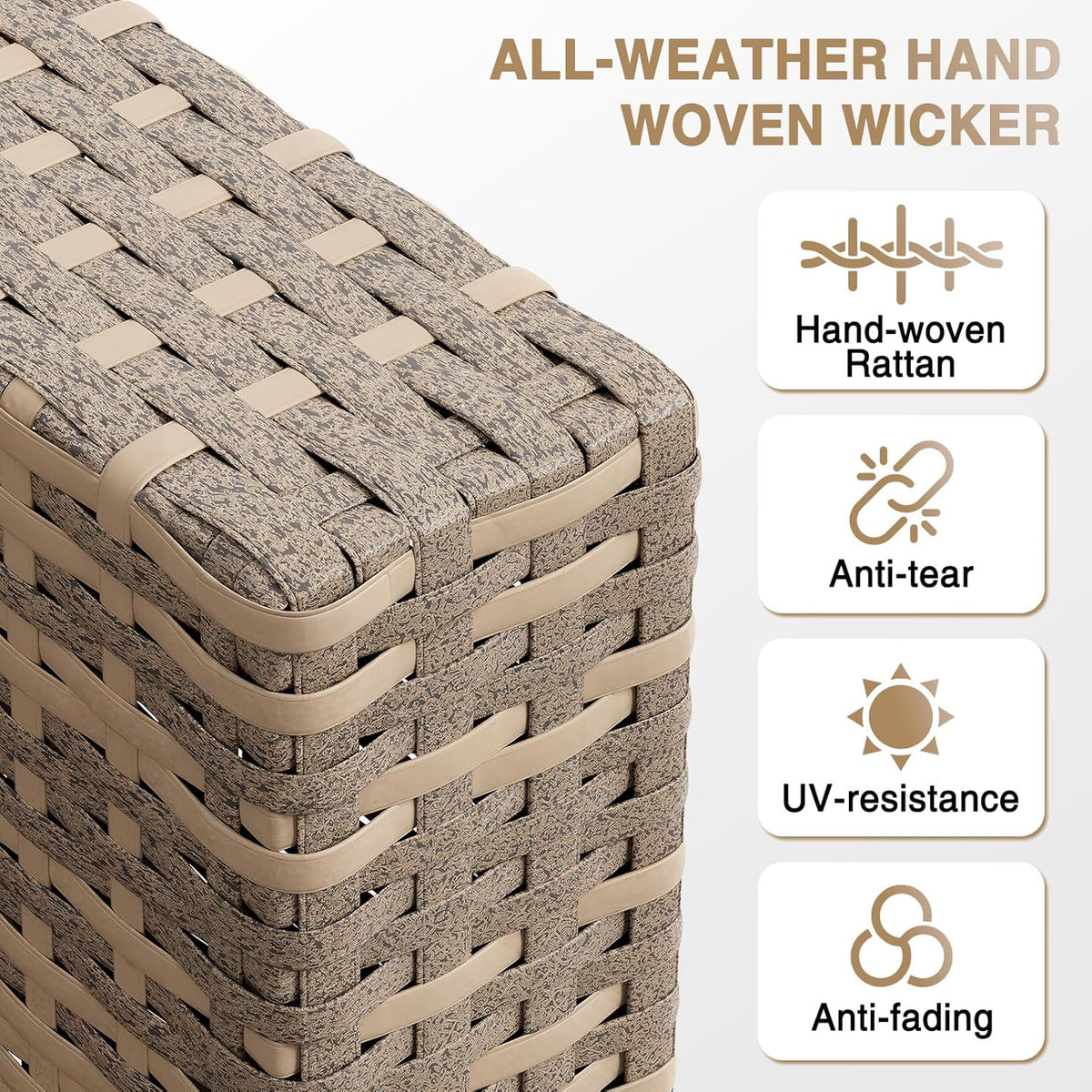 Aoxun 7-Piece Outdoor Wicker Patio Conversation Set With Thick Cushions