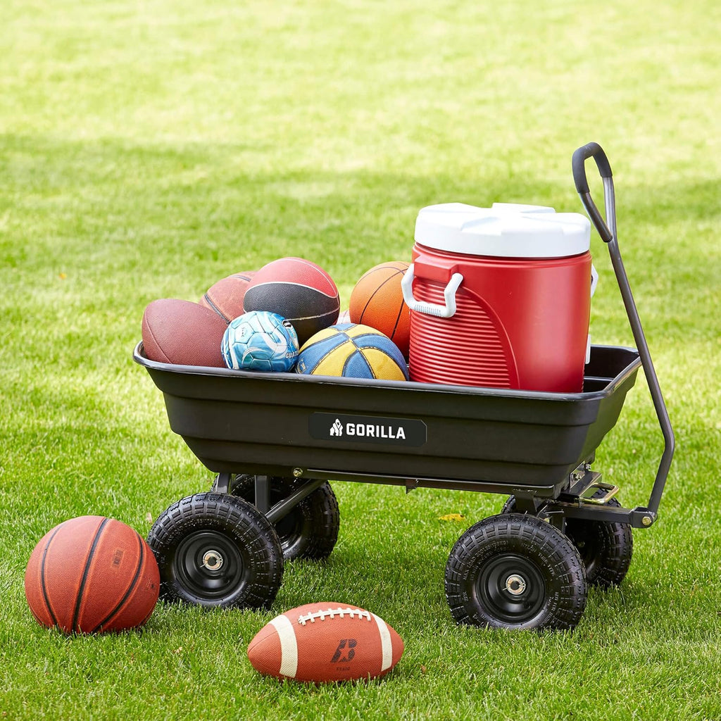 Gorilla Carts Utility Dump Wagon 6 Cubic Feet 1200 lb Capacity Black - GOR6PS
