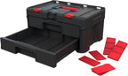 Keter Rolling Tool Box System, 3 Piece, Black/Red - 3 Piece Resin Modular Toolbox System