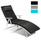 7 Position Folding Outdoor Chaise Lounge Chair With Cushion And Pillow