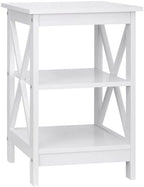 ASDRFYU 3-Tier Wooden End Table With Shelves, X-Design, White