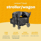 Foldable Stroller Wagon for Kids and Babies, 4 Seats, 214 lbs Capacity - Caravan Quad