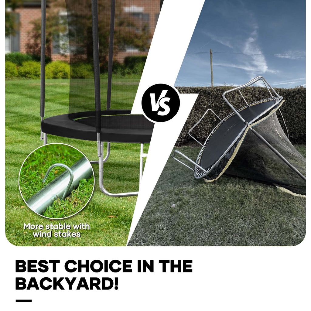 Maxkare 8 Ft Trampoline With Enclosure And Ladder, 264 LBS Capacity