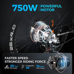 Electric Bike With 48V/15Ah Lithium Battery, 750W Motor And 26-Inch x 4.0-Inch Fat Tires