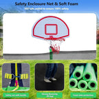Trampoline With Enclosure Net And Adjustable Basketball Hoop - 8ft, 10ft, 12ft, 14ft, 15ft, 16ft