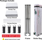 Eurmax USA 10 x 10 Pop-Up Commercial Canopy Tent With 4 Sidewalls, Roller Bag And Awning