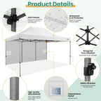 COBIZI 10x20 Heavy Duty Pop-Up Canopy Tent With 6 Sidewalls - Black